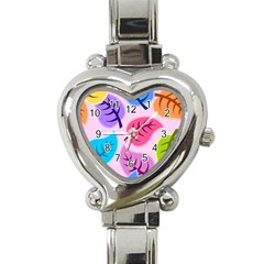 Leaves Background Beautiful Heart Italian Charm Watch