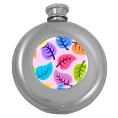 Leaves Background Beautiful Round Hip Flask (5 Oz) by Mariart