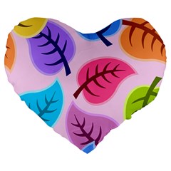 Leaves Background Beautiful Large 19  Premium Heart Shape Cushions by Mariart