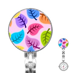 Leaves Background Beautiful Stainless Steel Nurses Watch by Mariart