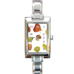 Leaves Mushrooms Rectangle Italian Charm Watch by Mariart