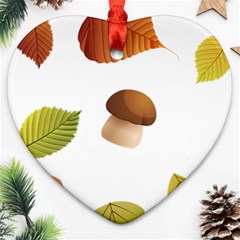 Leaves Mushrooms Ornament (heart) by Mariart