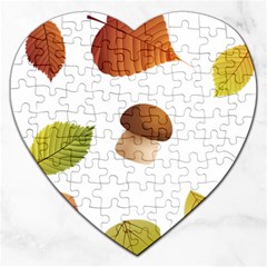 Leaves Mushrooms Jigsaw Puzzle (heart) by Mariart