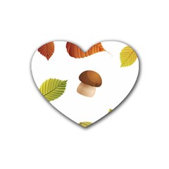 Leaves Mushrooms Heart Coaster (4 Pack)  by Mariart