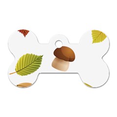 Leaves Mushrooms Dog Tag Bone (two Sides) by Mariart