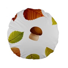 Leaves Mushrooms Standard 15  Premium Round Cushions by Mariart