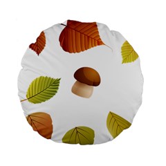 Leaves Mushrooms Standard 15  Premium Flano Round Cushions by Mariart