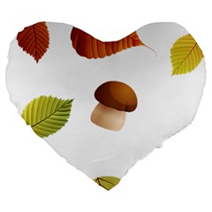 Leaves Mushrooms Large 19  Premium Flano Heart Shape Cushions by Mariart