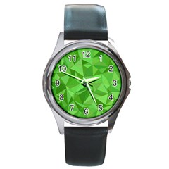 Mosaic Tile Geometrical Abstract Round Metal Watch by Mariart