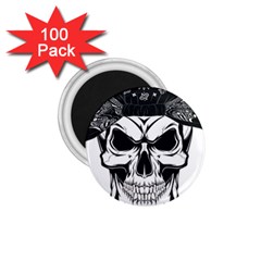 Kerchief Human Skull 1 75  Magnets (100 Pack)  by Mariart