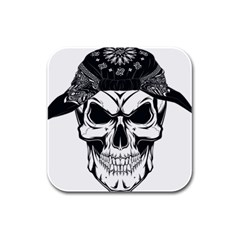 Kerchief Human Skull Rubber Square Coaster (4 Pack)  by Mariart