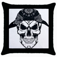 Kerchief Human Skull Throw Pillow Case (black) by Mariart