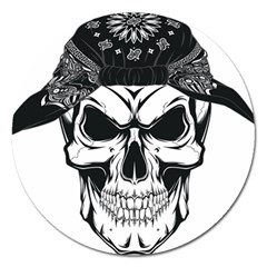 Kerchief Human Skull Magnet 5  (round) by Mariart