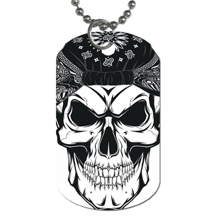 Kerchief Human Skull Dog Tag (One Side)