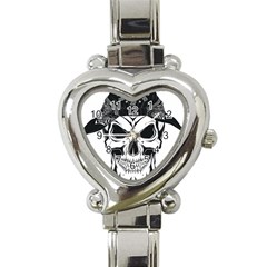 Kerchief Human Skull Heart Italian Charm Watch by Mariart