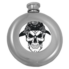 Kerchief Human Skull Round Hip Flask (5 Oz) by Mariart