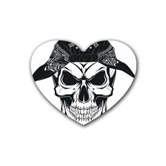 Kerchief Human Skull Rubber Coaster (heart)  by Mariart