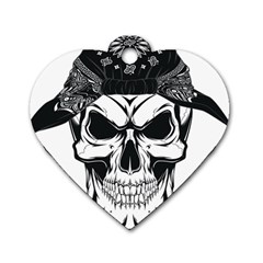 Kerchief Human Skull Dog Tag Heart (one Side) by Mariart