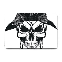 Kerchief Human Skull Small Doormat  by Mariart