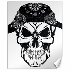 Kerchief Human Skull Canvas 11  X 14  by Mariart