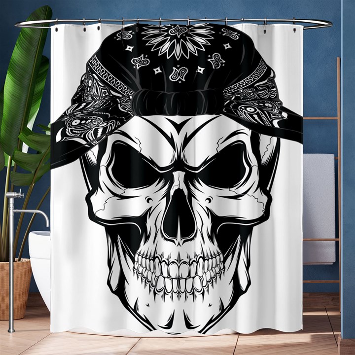 Kerchief Human Skull Shower Curtain 60  x 72  (Medium) 