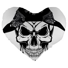 Kerchief Human Skull Large 19  Premium Heart Shape Cushions by Mariart