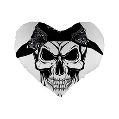 Kerchief Human Skull Standard 16  Premium Flano Heart Shape Cushions by Mariart