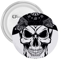 Kerchief Human Skull 3  Buttons by Mariart