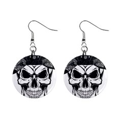 Kerchief Human Skull Mini Button Earrings by Mariart