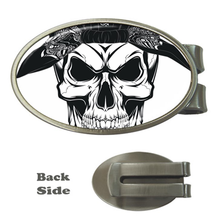 Kerchief Human Skull Money Clips (Oval) 