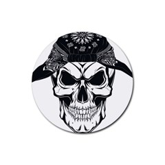 Kerchief Human Skull Rubber Round Coaster (4 Pack)  by Mariart