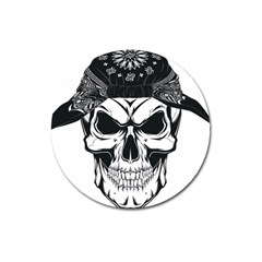 Kerchief Human Skull Magnet 3  (round) by Mariart