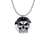 Kerchief Human Skull 1  Button Necklace Front