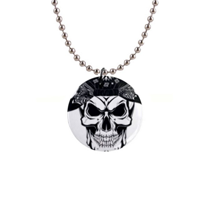 Kerchief Human Skull 1  Button Necklace