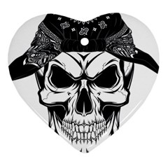 Kerchief Human Skull Heart Ornament (two Sides) by Mariart