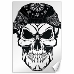 Kerchief Human Skull Canvas 12  X 18  by Mariart