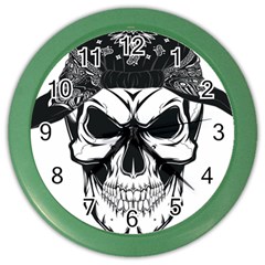 Kerchief Human Skull Color Wall Clock by Mariart