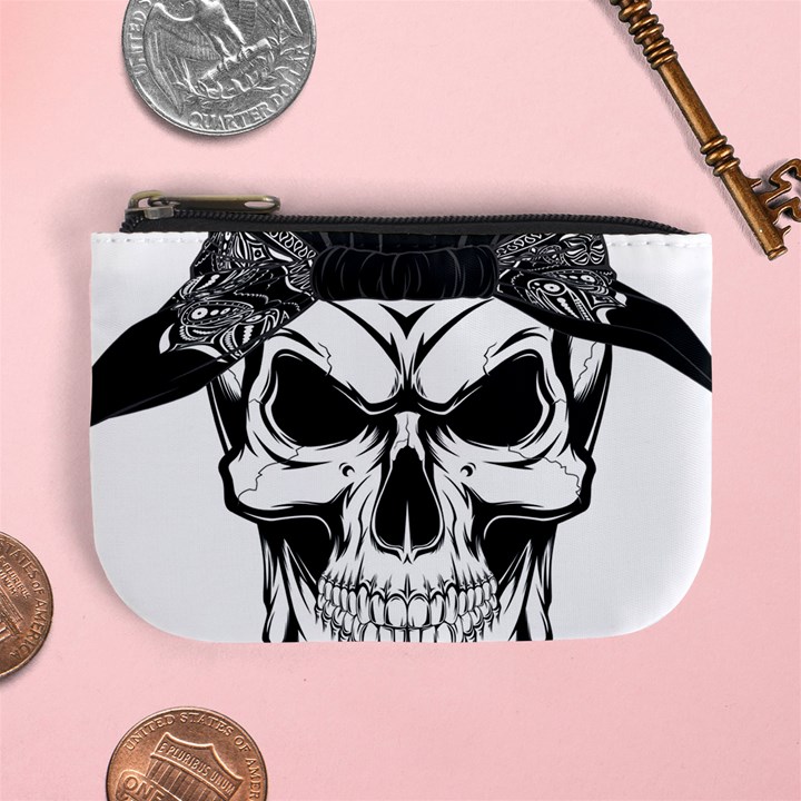 Kerchief Human Skull Mini Coin Purse