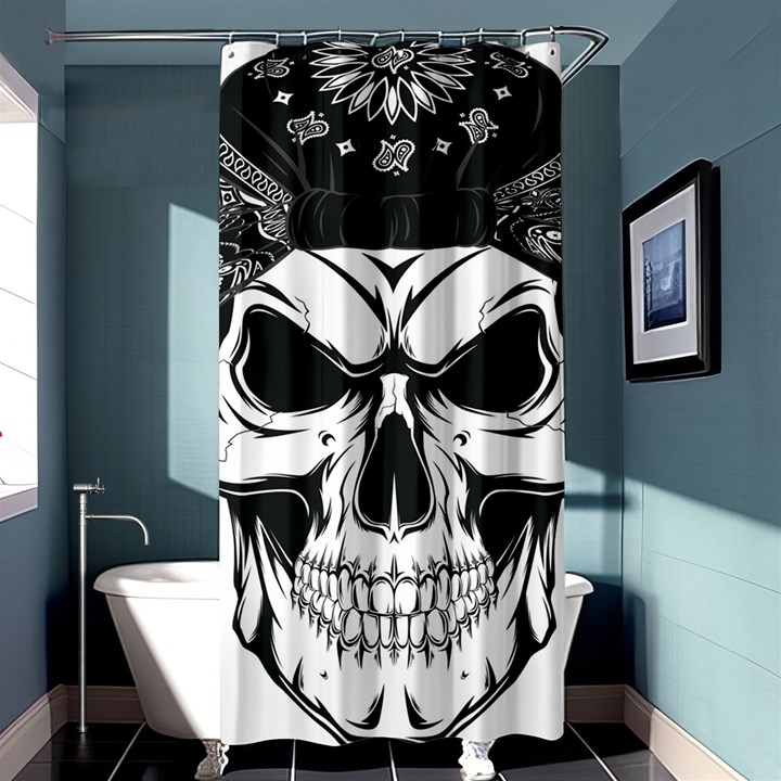 Kerchief Human Skull Shower Curtain 36  x 72  (Stall) 