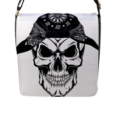 Kerchief Human Skull Flap Closure Messenger Bag (l) by Mariart