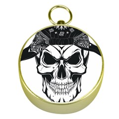 Kerchief Human Skull Gold Compasses by Mariart