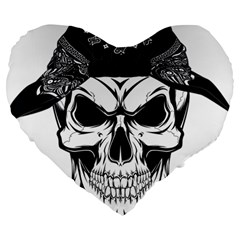 Kerchief Human Skull Large 19  Premium Flano Heart Shape Cushions by Mariart