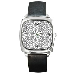 Mandala Line Art Square Metal Watch by Mariart