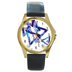 Metal Triangle Round Gold Metal Watch by Mariart