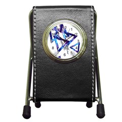 Metal Triangle Pen Holder Desk Clock by Mariart