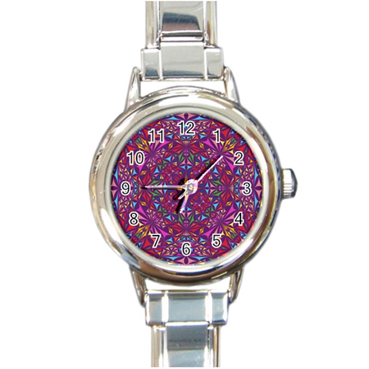 Kaleidoscope Triangle Pattern Round Italian Charm Watch