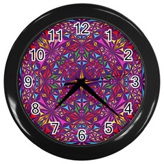 Kaleidoscope Triangle Pattern Wall Clock (black) by Mariart