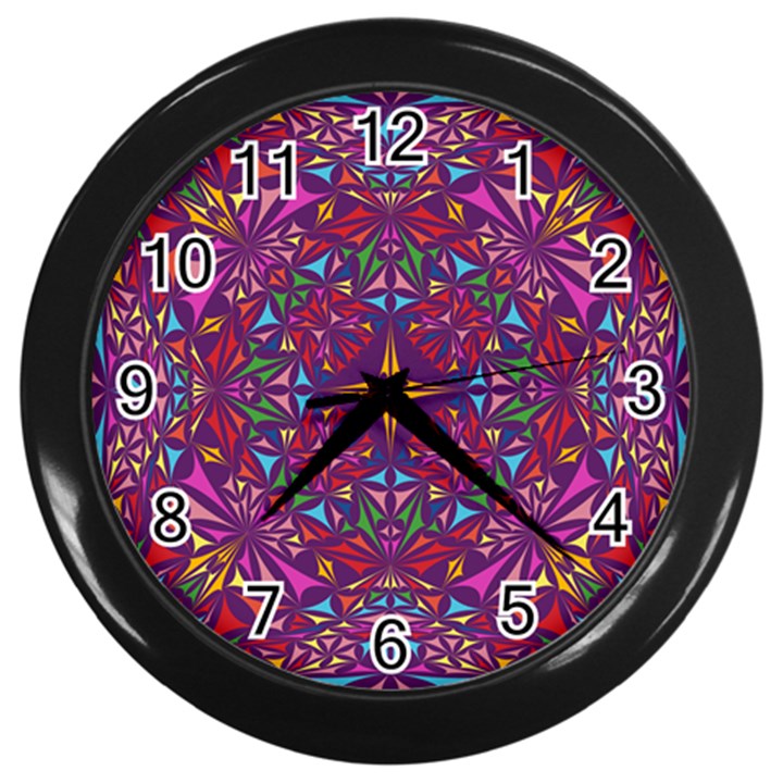 Kaleidoscope Triangle Pattern Wall Clock (Black)