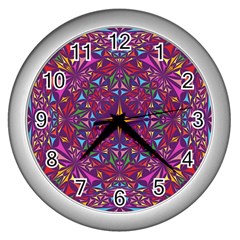 Kaleidoscope Triangle Pattern Wall Clock (silver) by Mariart