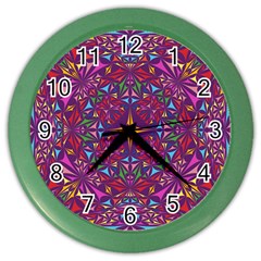 Kaleidoscope Triangle Pattern Color Wall Clock by Mariart